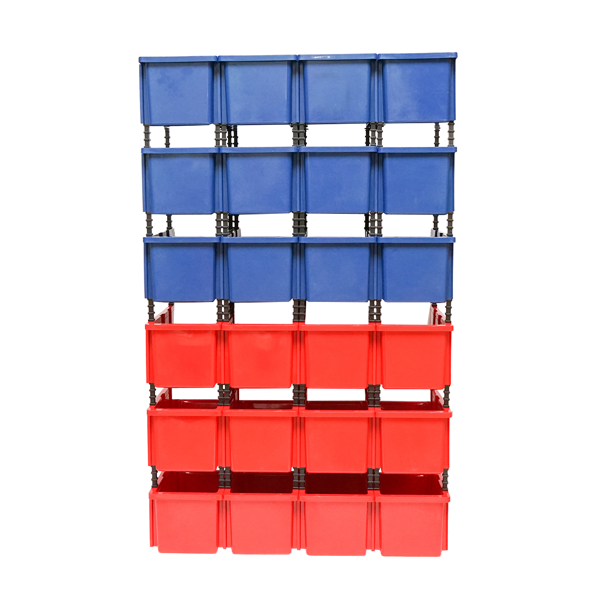 Stand cu 24 cutii pentru depozitare / organizare, cutie din plastic rosie, albastra,700x400x1150mm - imagine 6