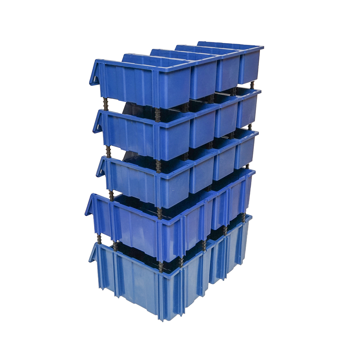 Stand cu 16 cutii pentru depozitare / organizare, cutie din plastic albastra, 680x510x1100mm - imagine 5