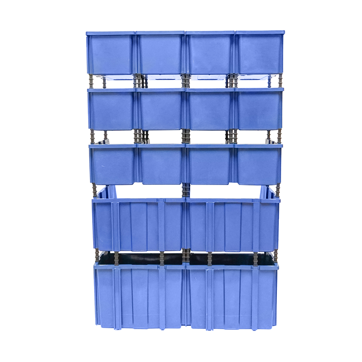 Stand cu 16 cutii pentru depozitare / organizare, cutie din plastic albastra, 680x510x1100mm - imagine 7