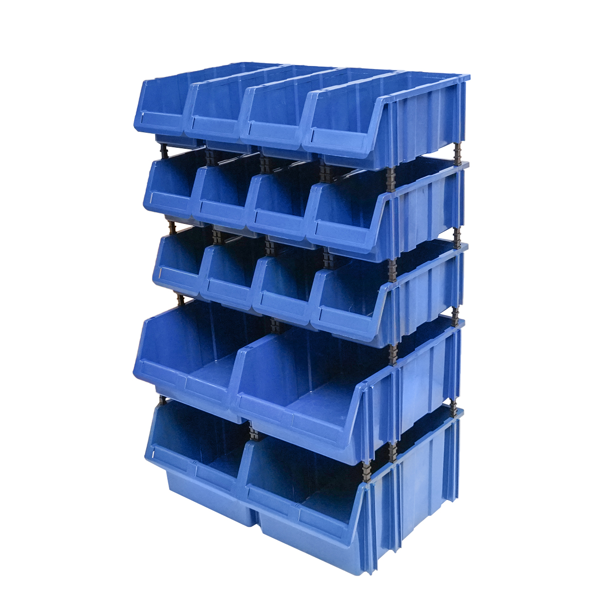 Stand cu 16 cutii pentru depozitare / organizare, cutie din plastic albastra, 680x510x1100mm - imagine 3