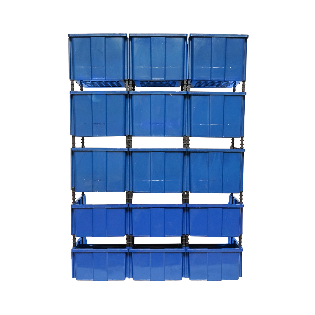 Stand cu 15 cutii pentru depozitare / organizare, cutie din plastic albastra, 765x400x1100mm - imagine 2