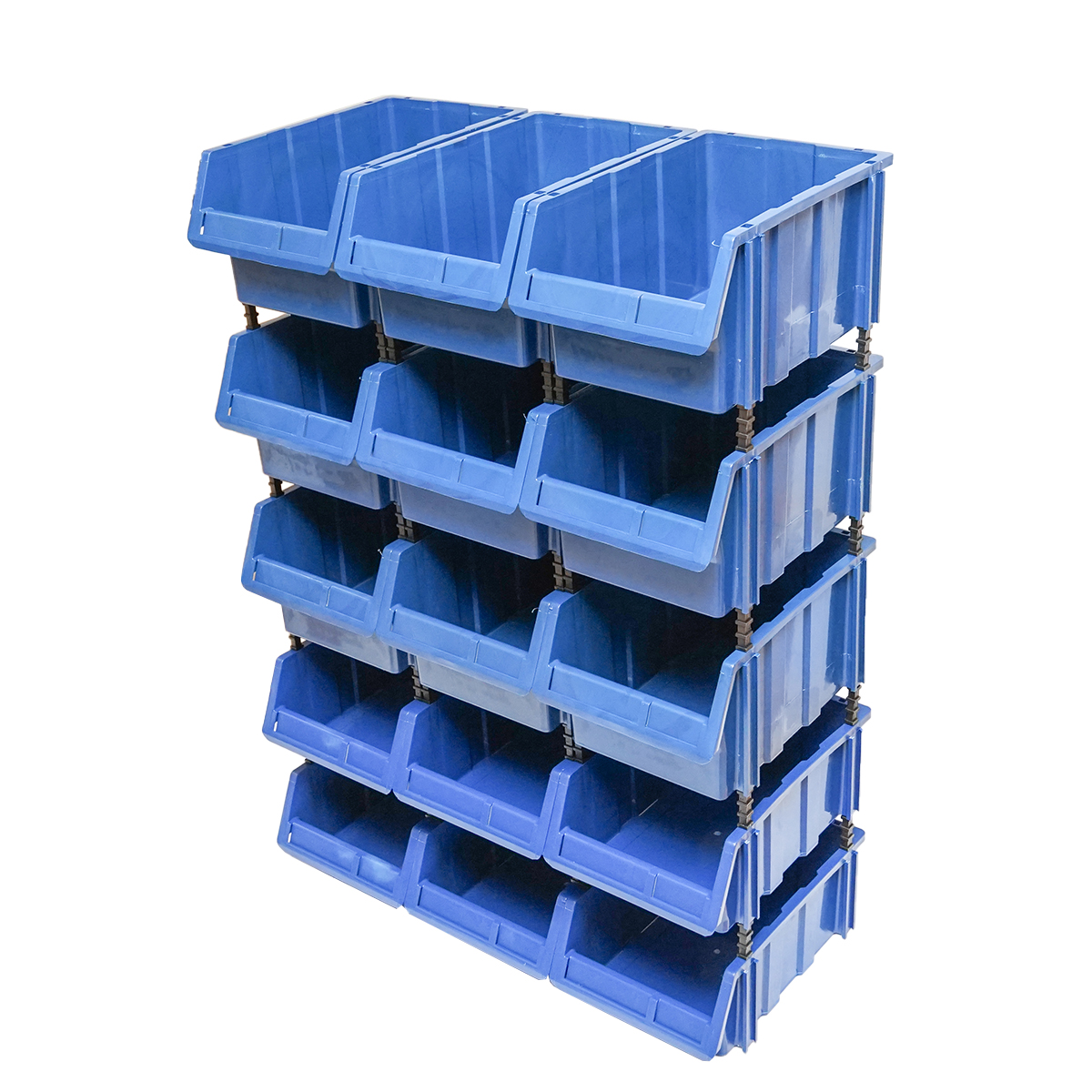 Stand cu 15 cutii pentru depozitare / organizare, cutie din plastic albastra, 765x400x1100mm - imagine 3