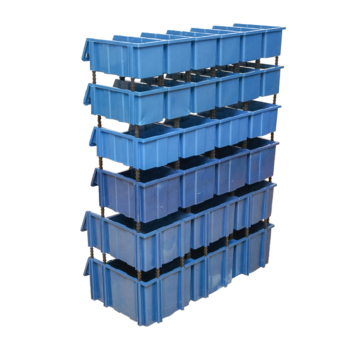 Stand cu 26 cutii pentru depozitare / organizare, cutie din plastic albastra,1020x510x1350mm - imagine 3