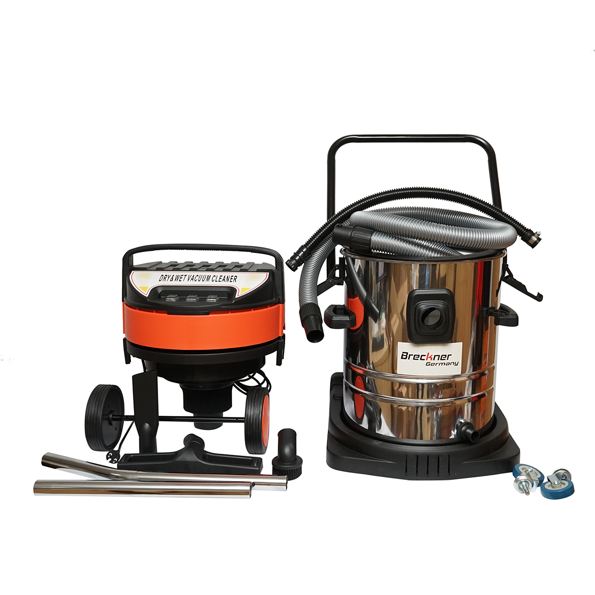 Aspirator profesional industrial uscat/umed 3000W, 220W, volum 70L corp din inox Breckner Germany - imagine 2