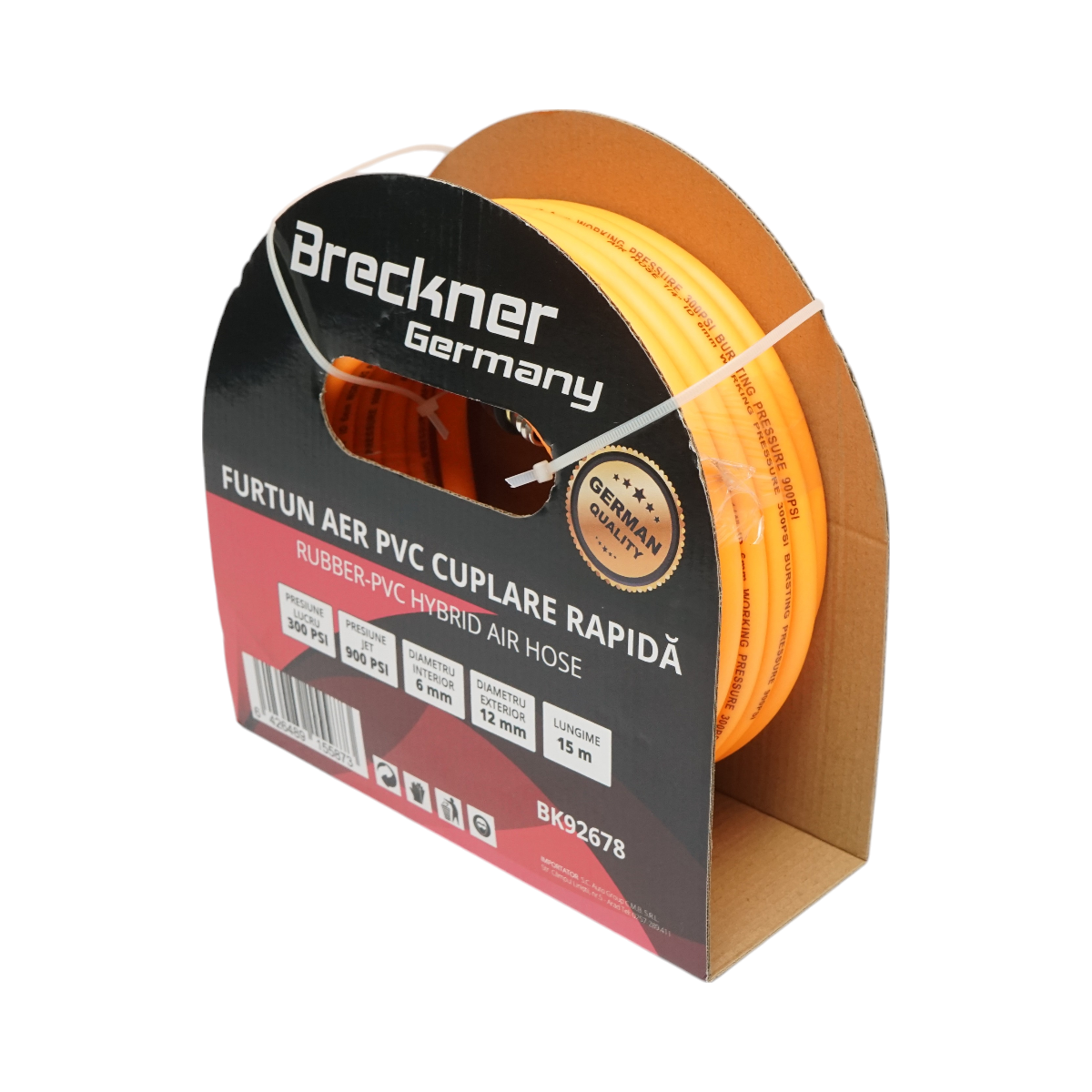 Furtun aer compresor profesional 15m din PVC si cuplare rapida universala Breckner Germany - imagine 4