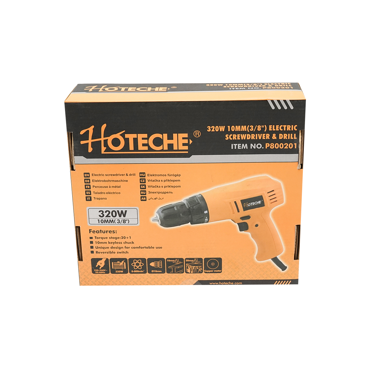 Masina de gaurit cu mandrina 10mm putere 320W, 800rot/min tensiune alimentare 220V Hoteche - imagine 6