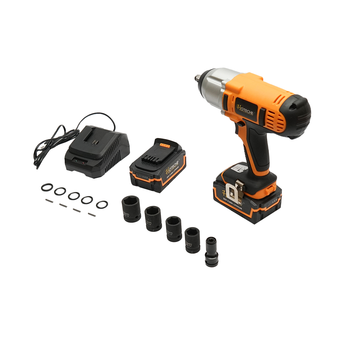 Masina de insurubat 1/2 cu impact 20V 450Nm, baterie 2x4.0Ah Hoteche - imagine 7