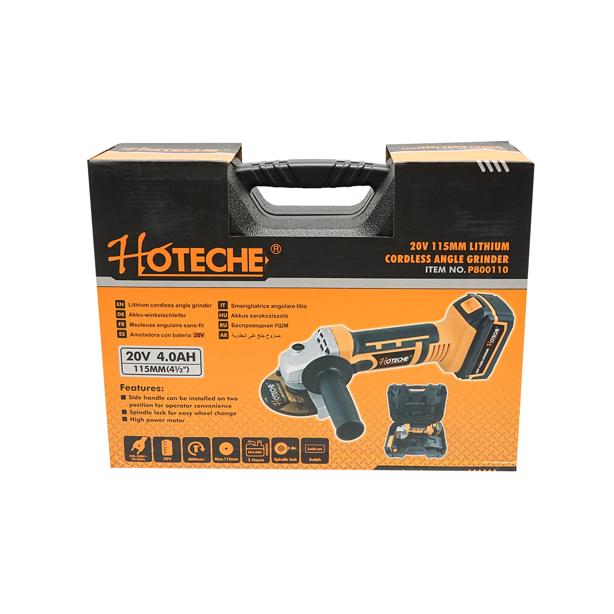 Polizor unghiular 550W, cu acumulator 21V./4Ah. 3 trepte de viteza 4500/5500/7000rot/min. diametru disc 115mm - imagine 11