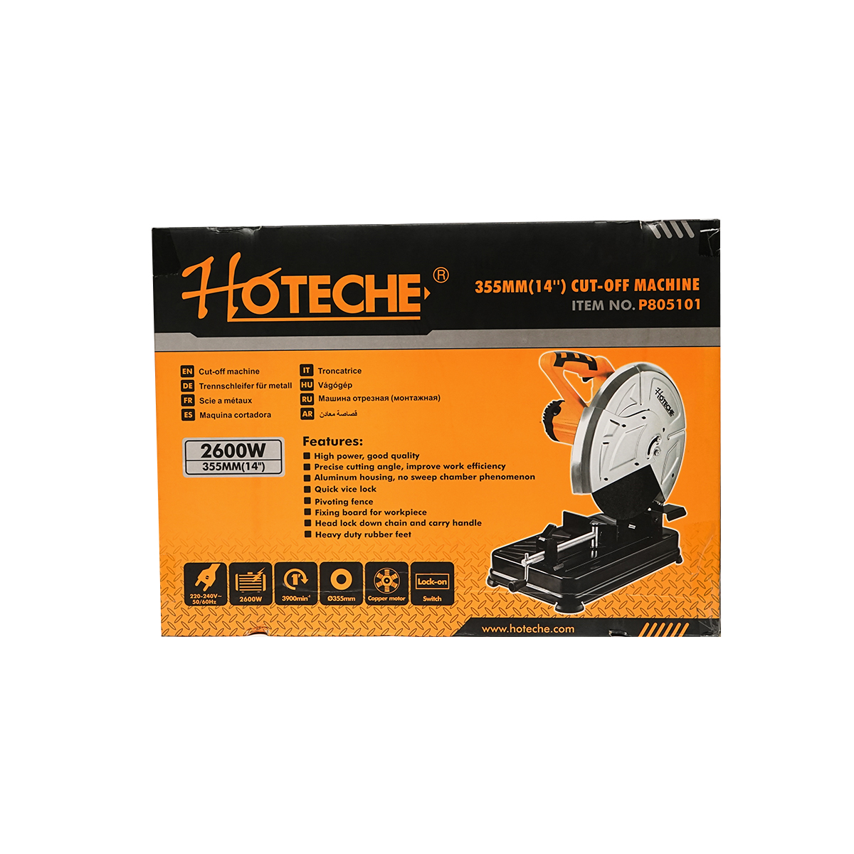 Masina profesionala pentru debitat metale, disc fi 355mm, 220V putere 2600W, 3900 rot/min Hoteche - imagine 12