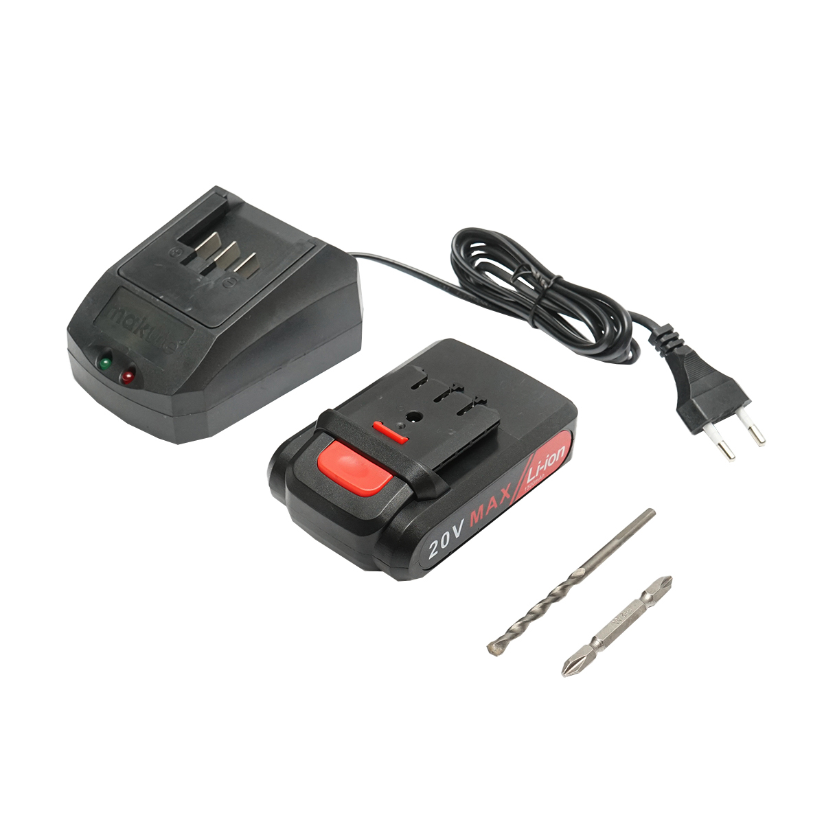 Masina de insurubat 25Nm, acumulator 20V/1500mAh si incarcator 220V/50-60Hz, ax 0.8-10mm, 1450rot/min IP20 Makute - imagine 8