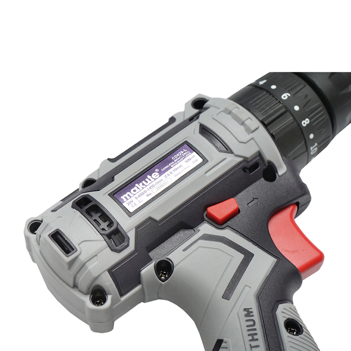 Masina de insurubat 25Nm, acumulator 20V/1500mAh si incarcator 220V/50-60Hz, ax 0.8-10mm, 1450rot/min IP20 Makute - imagine 6