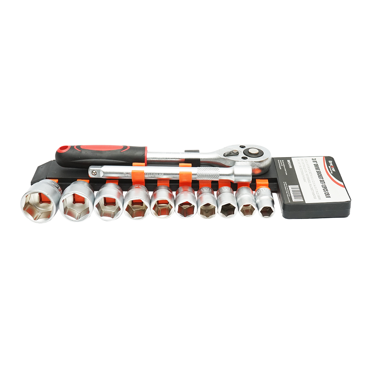 Set chei tubulare 10-24mm, prelungitor 150mm si antrenor cu clichet 3/8 inch 12 piese Breckner Germany - imagine 3