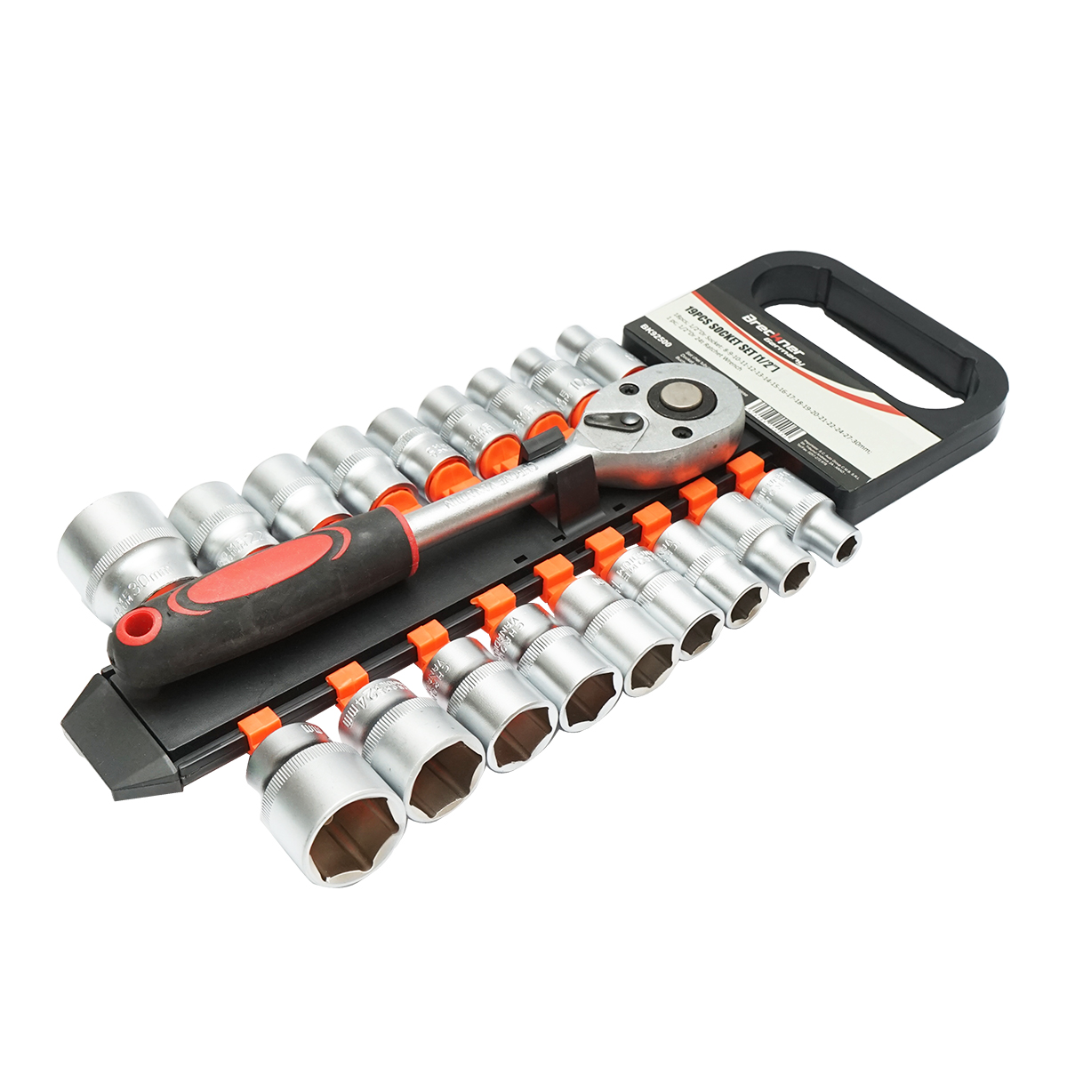 Set chei tubulare 8-30mm, antrenor cu clichet 1/2 inch 19 piese Breckner Germany - imagine 3