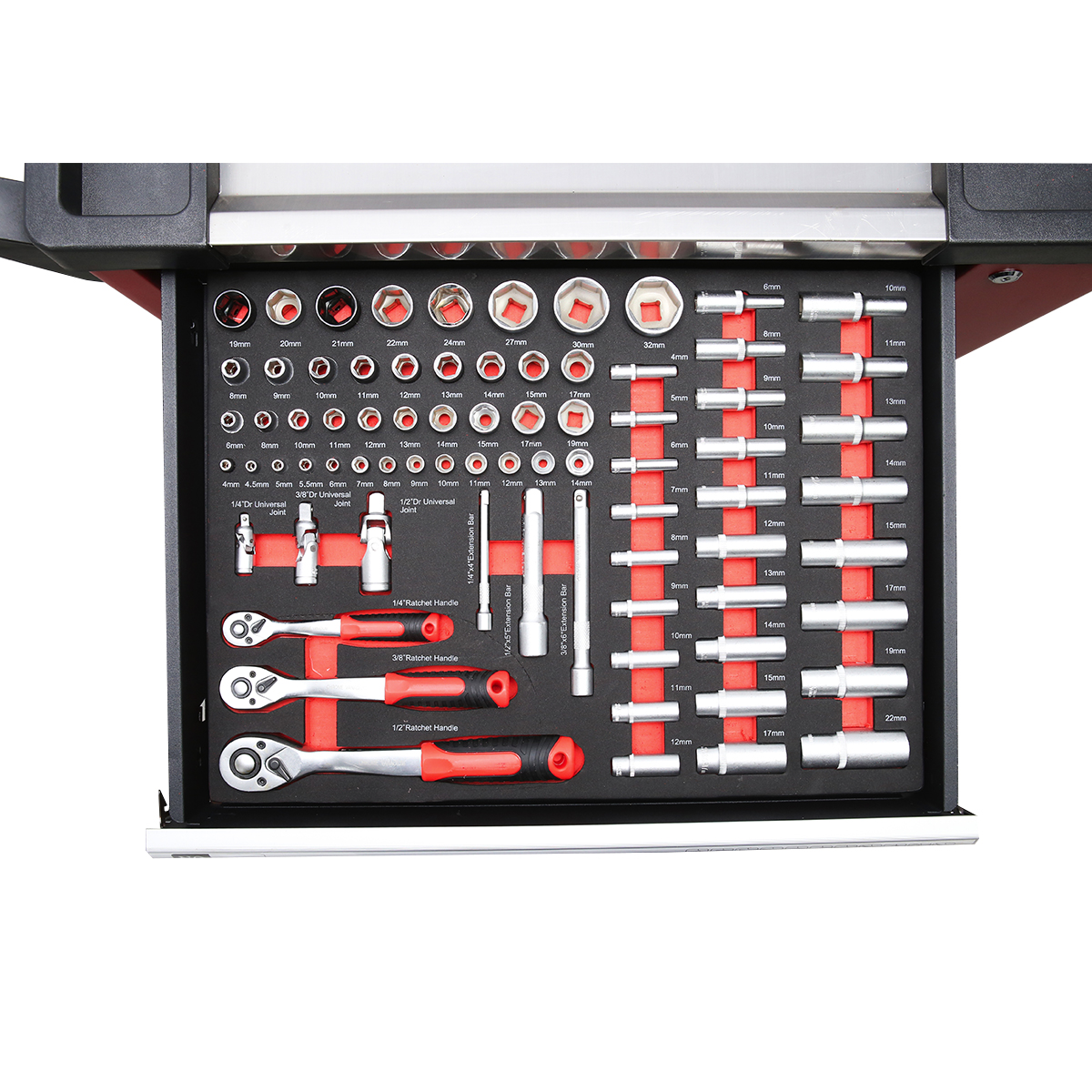 Dulap carucior metalic cu scule 7 sertare 245 piese Breckner Germany - imagine 8