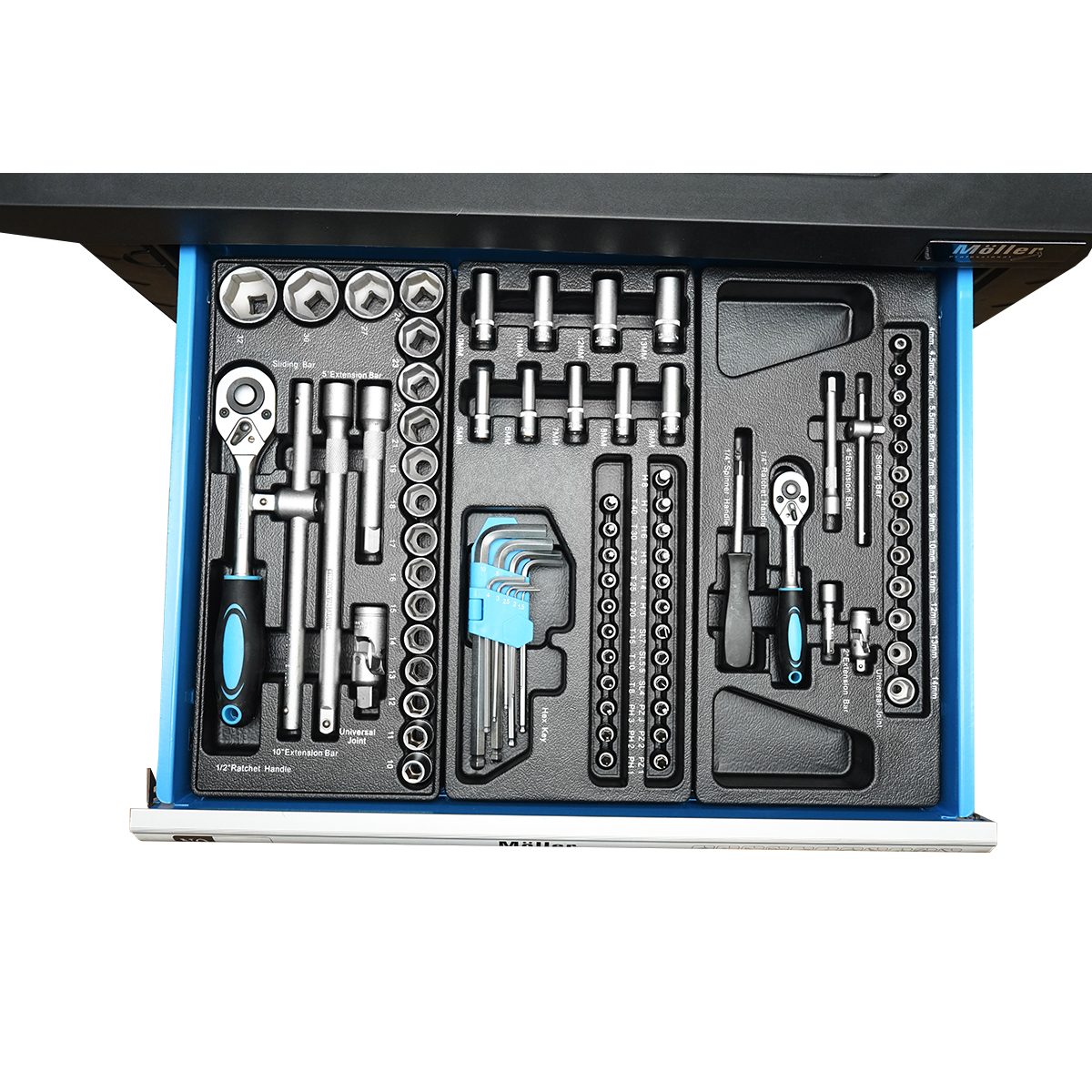 Dulap carucior pentru scule metalic cu 7 sertare echipat cu 496 piese - imagine 4