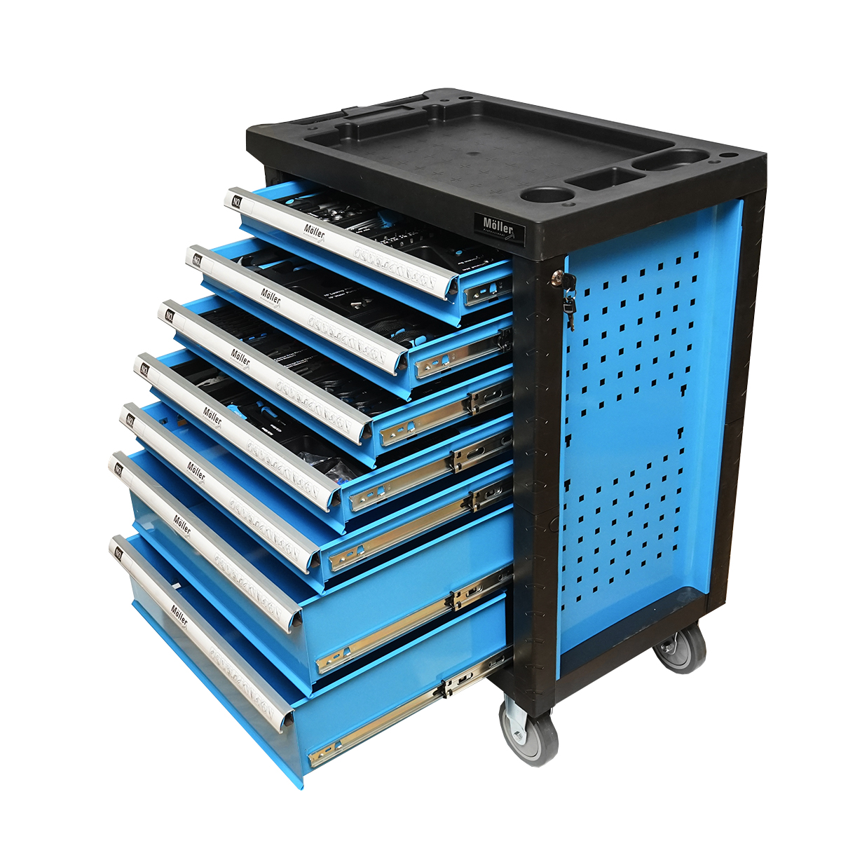 Dulap carucior pentru scule metalic cu 7 sertare echipat cu 496 piese - imagine 3