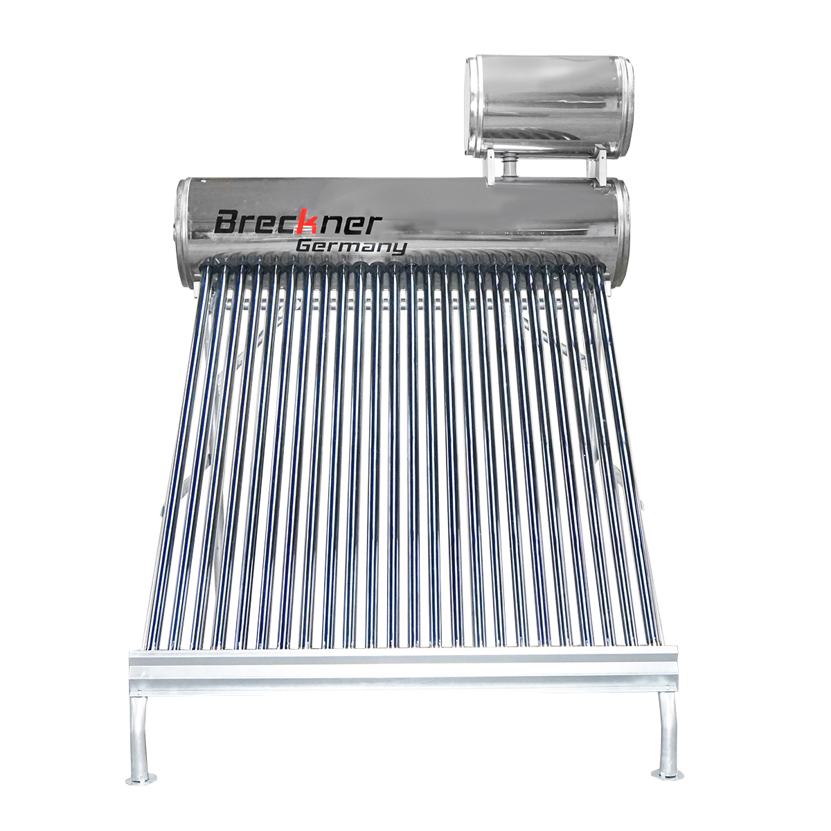 Panou solar nepresurizat inox cu 24 tuburi pentru apa calda, boiler 170L, 1650x2200x1820mm Breckner Germany - imagine 2