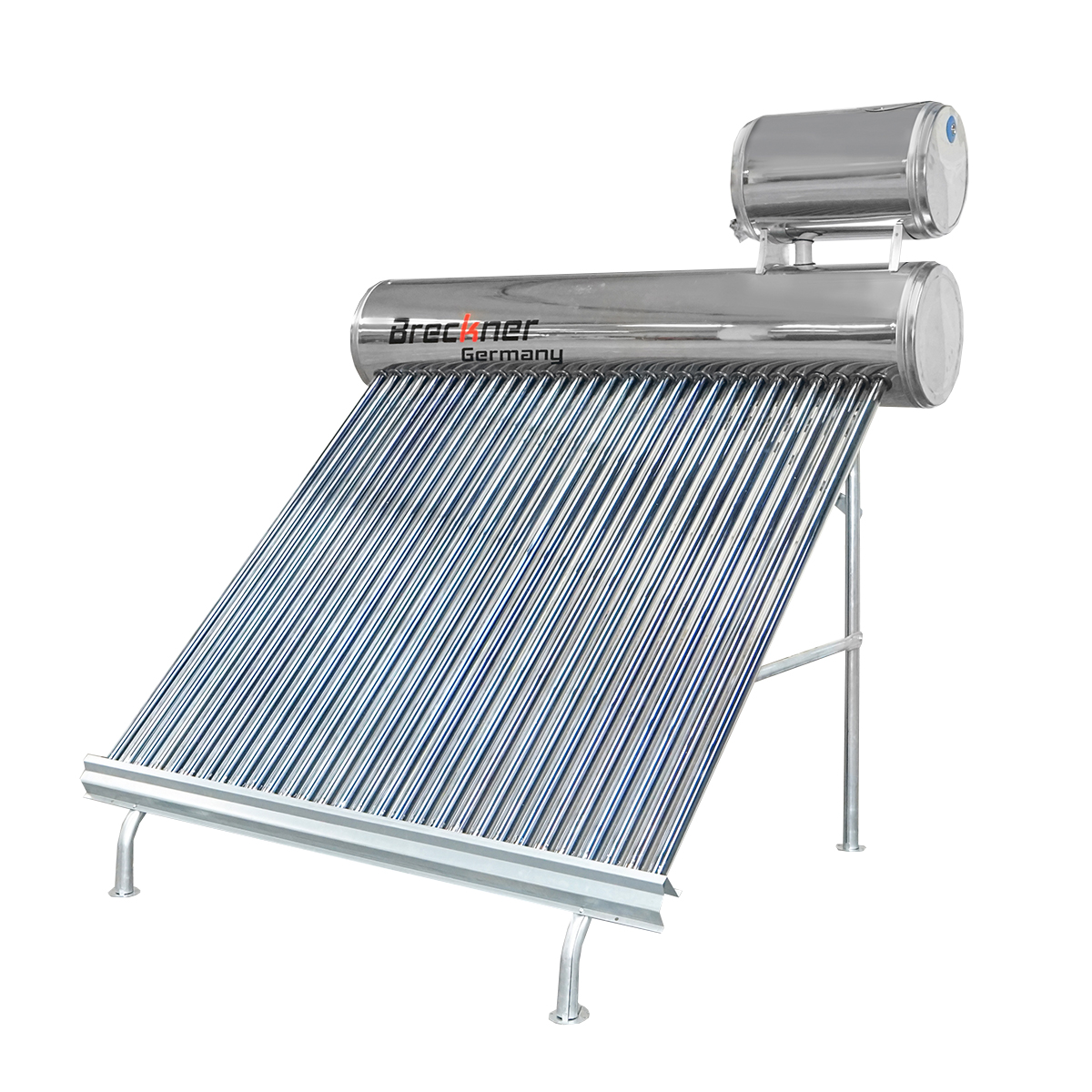 Panou solar nepresurizat inox cu 30 tuburi pentru apa calda, boiler 210L, 2020x2200x1820mm Breckner Germany