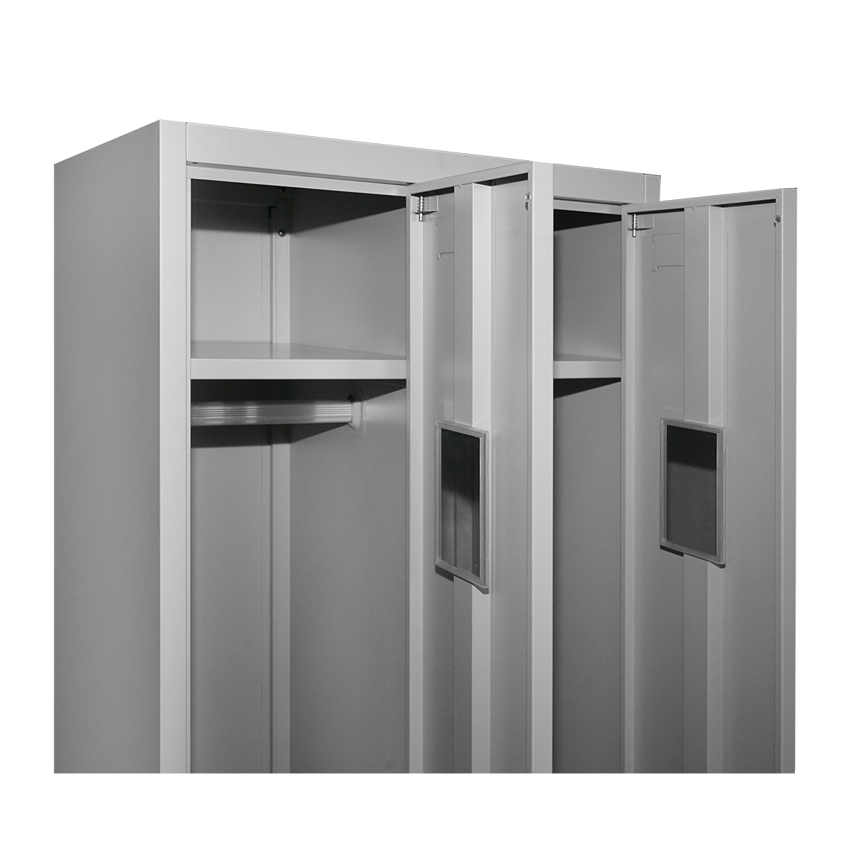 Dulap metalic fiset dublu tip vestiar 1800x600x450mm cu 2 usi securizate, raft si bara, gri Breckner Germany - imagine 4