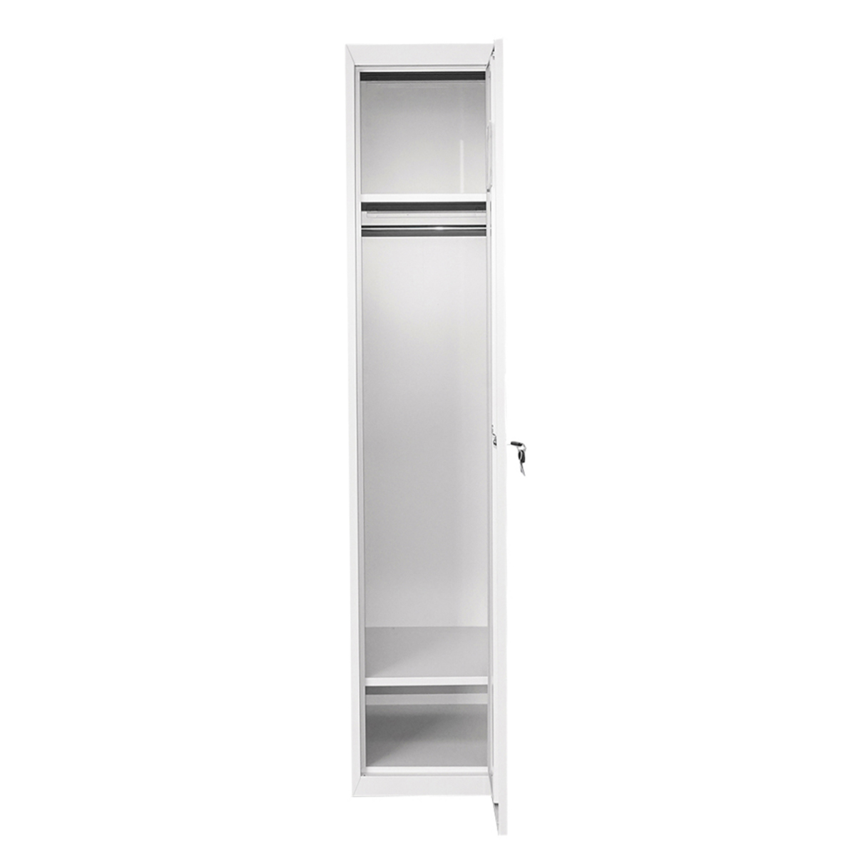 Dulap metalic fiset dublu tip vestiar gri cu usa securizata, 2 rafturi, bara, oglinda si ventilatie 1800x450x380mm Breckner Germany - imagine 2