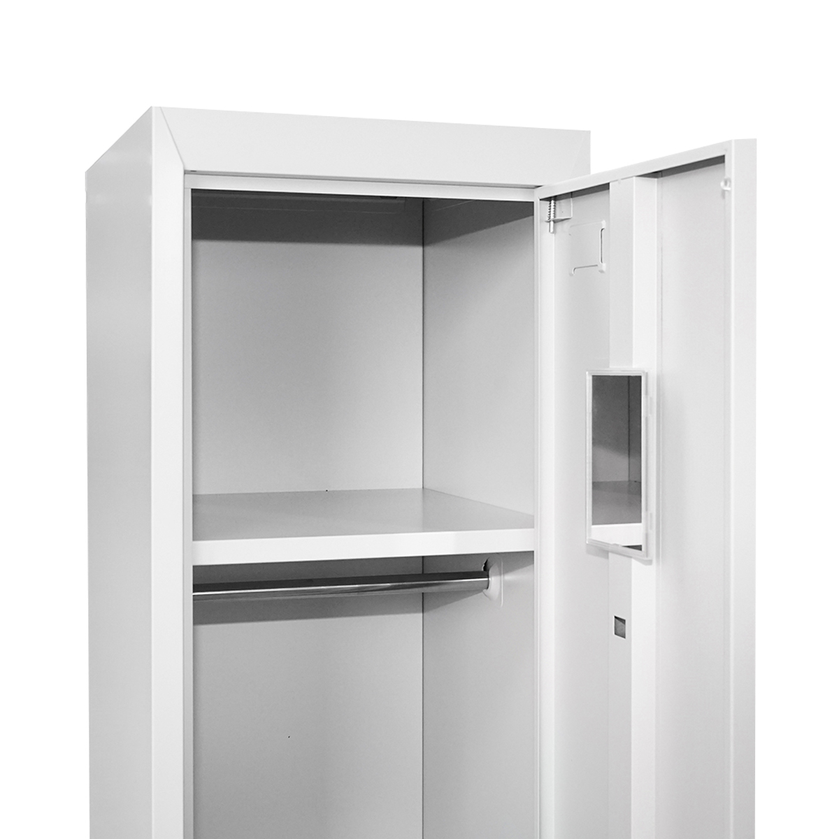 Dulap metalic fiset dublu tip vestiar gri cu usa securizata, 2 rafturi, bara, oglinda si ventilatie 1800x450x380mm Breckner Germany - imagine 6