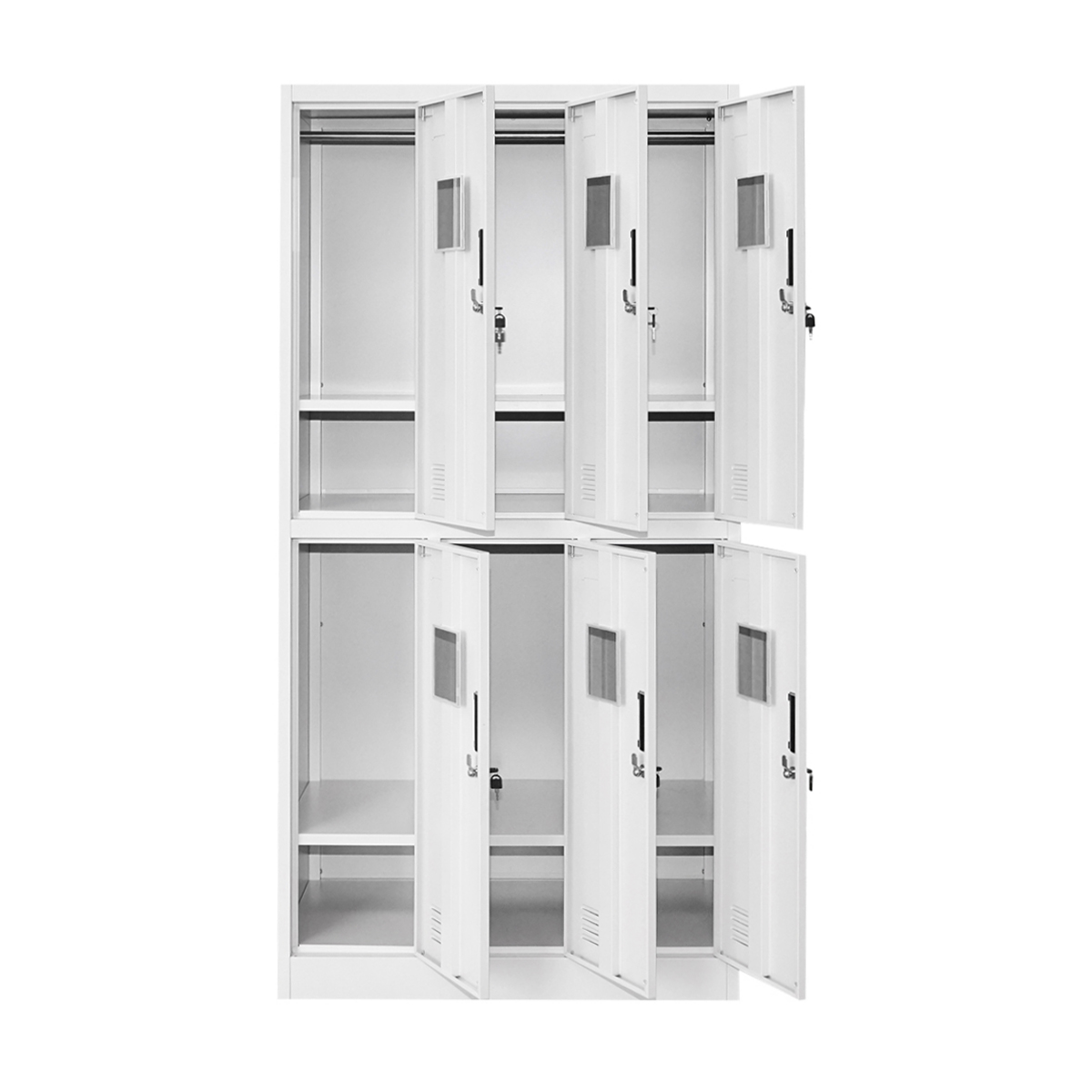 Dulap metalic tip vestiar cusetat 1800x900x450mm 3x2 cu 6 usi securizate, gri Breckner Germany - imagine 2