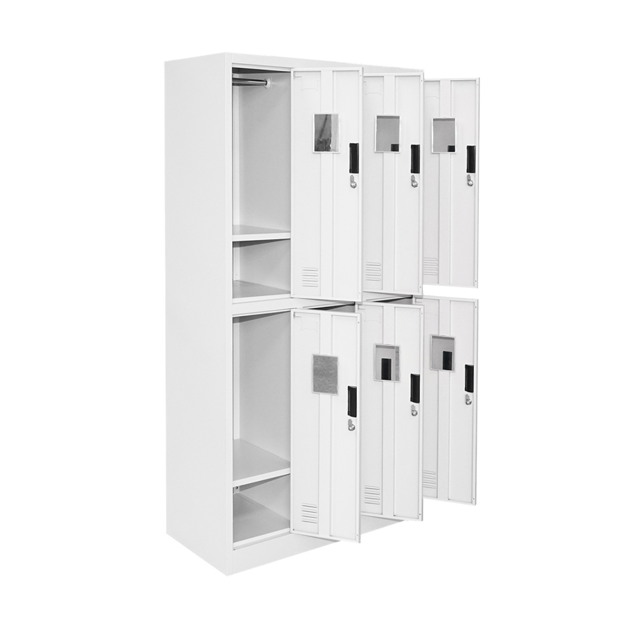 Dulap metalic tip vestiar cusetat 1800x900x450mm 3x2 cu 6 usi securizate, gri Breckner Germany - imagine 4