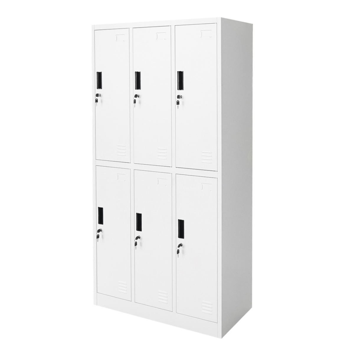 Dulap metalic tip vestiar cusetat 1800x900x450mm 3x2 cu 6 usi securizate, gri Breckner Germany - imagine 3