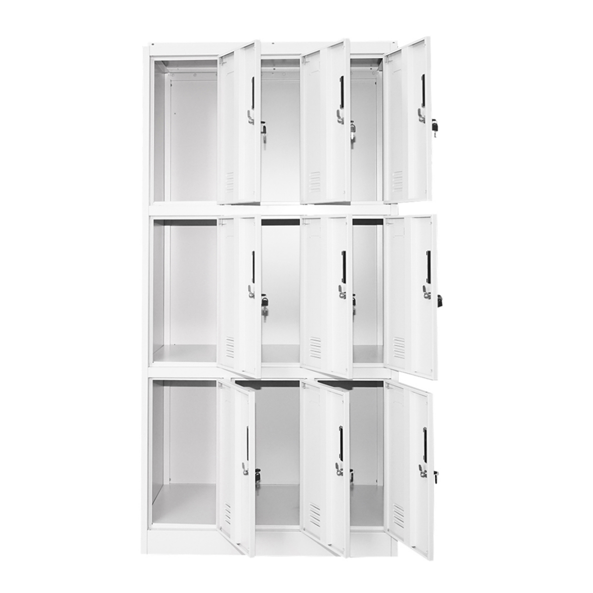 Dulap metalic tip vestiar cusetat 1800x900x450mm 3x3 cu 9 usi securizate, gri Breckner Germany - imagine 2