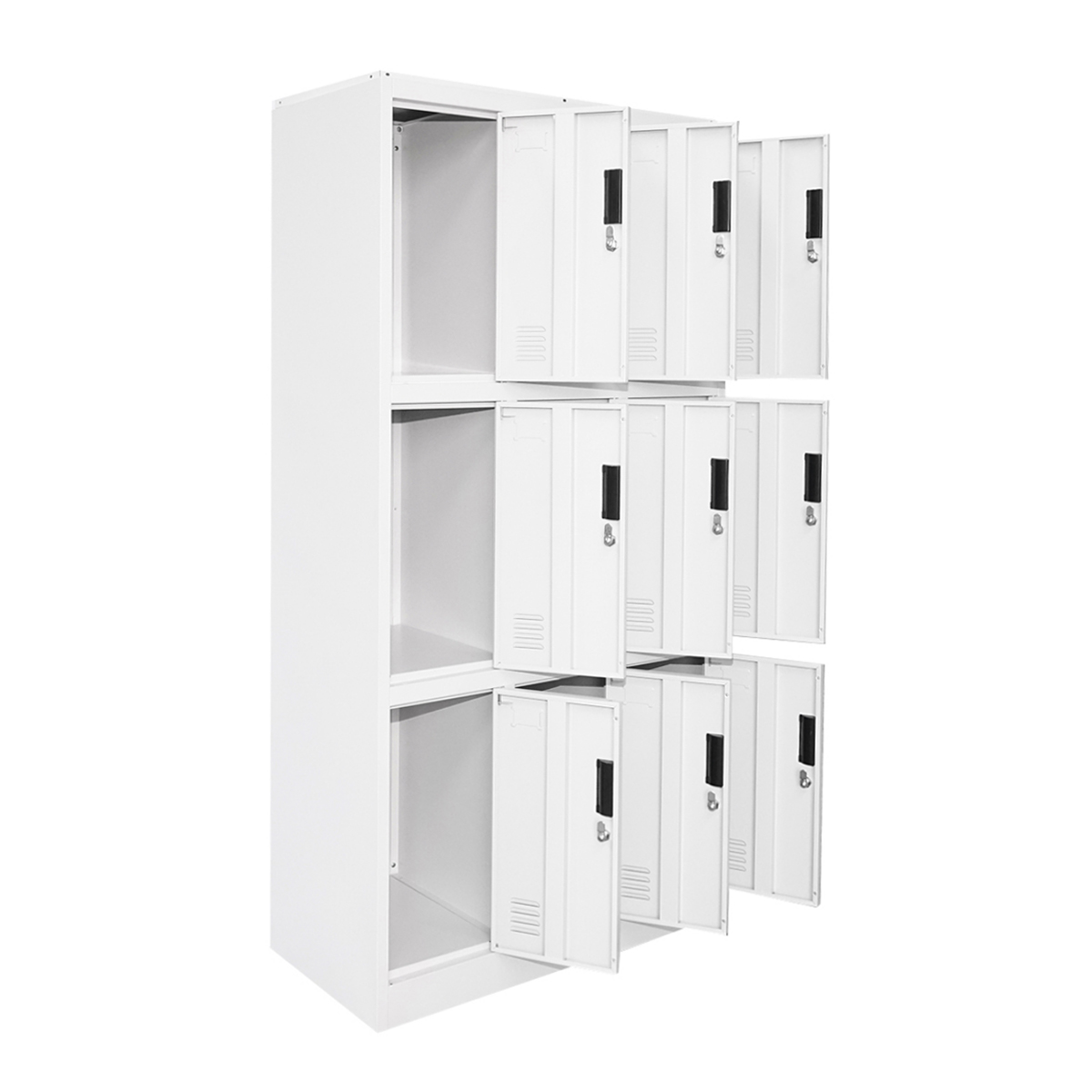 Dulap metalic tip vestiar cusetat 1800x900x450mm 3x3 cu 9 usi securizate, gri Breckner Germany - imagine 4