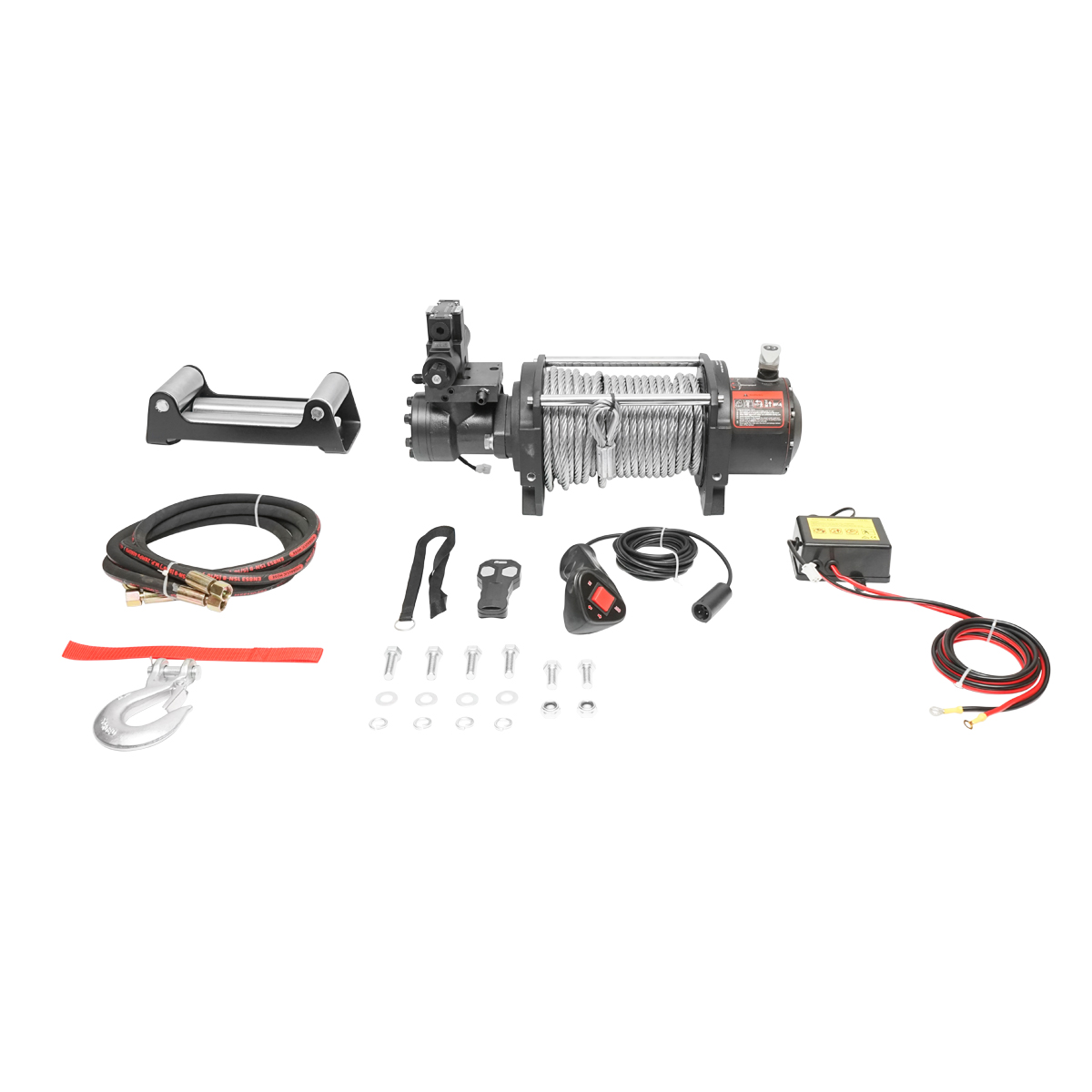 Troliu hidraulic complet cu telecomanda, cablu otel, tensiune alimentare 12V, sarcina maxima 6T (13300lbs) - imagine 2