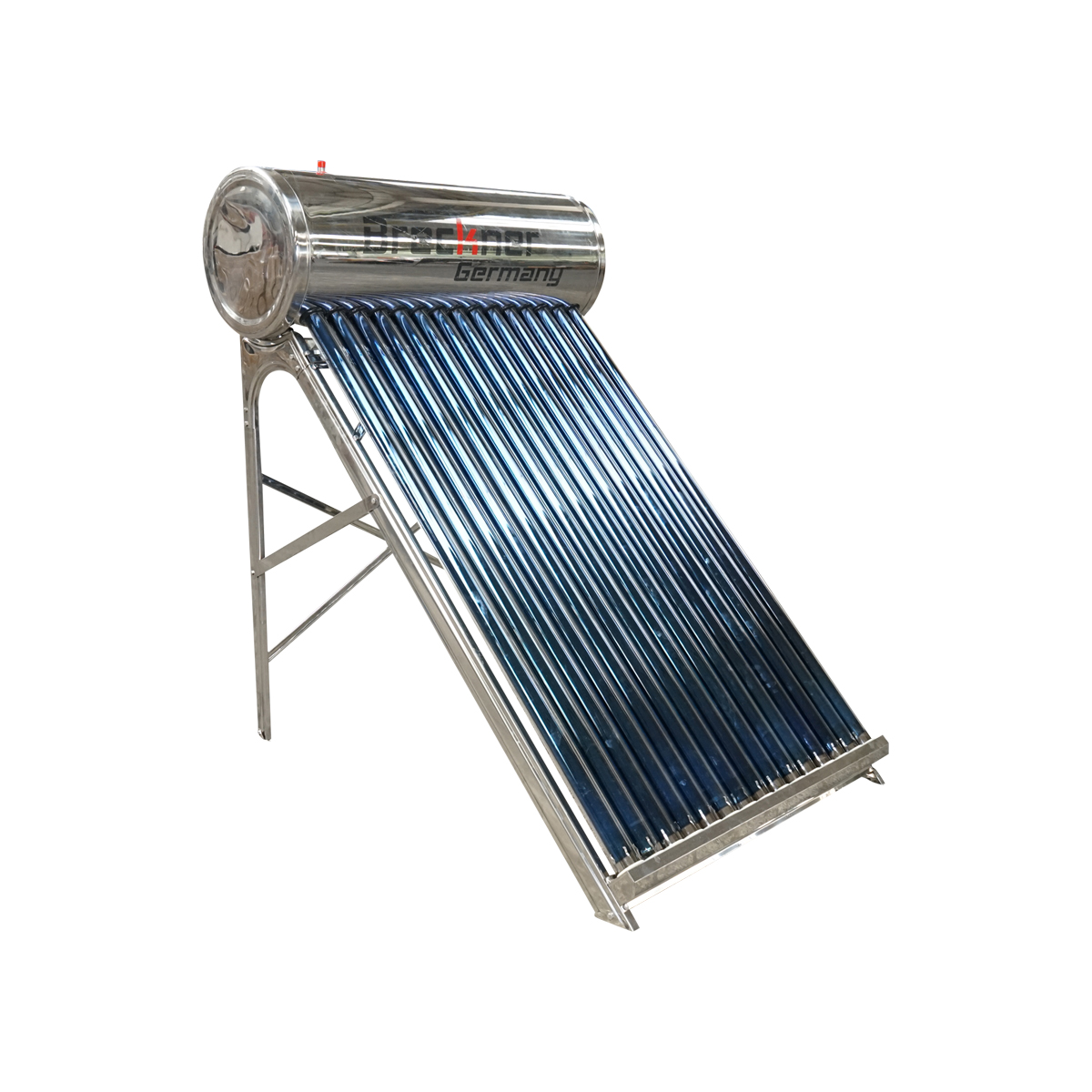 Panou solar nepresurizat inox cu 15 tuburi pentru apa calda, boiler 150L, 1450x490x490mm Breckner Germany - imagine 6