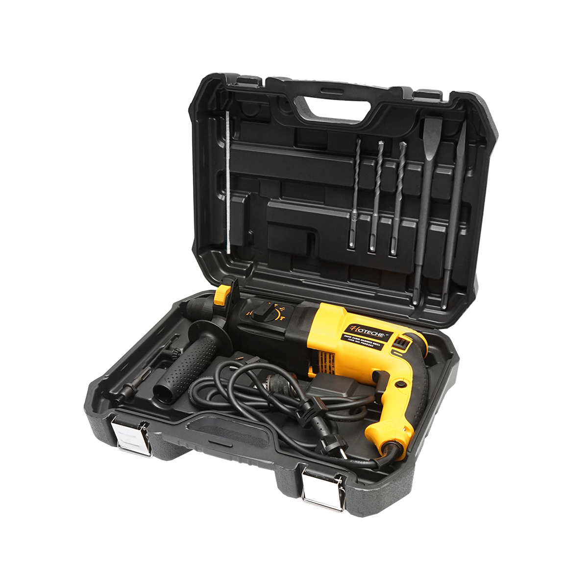 Ciocan rotopercutor cu mandrina SDS plus 800W, 3J, 1100rpm Hoteche - imagine 4