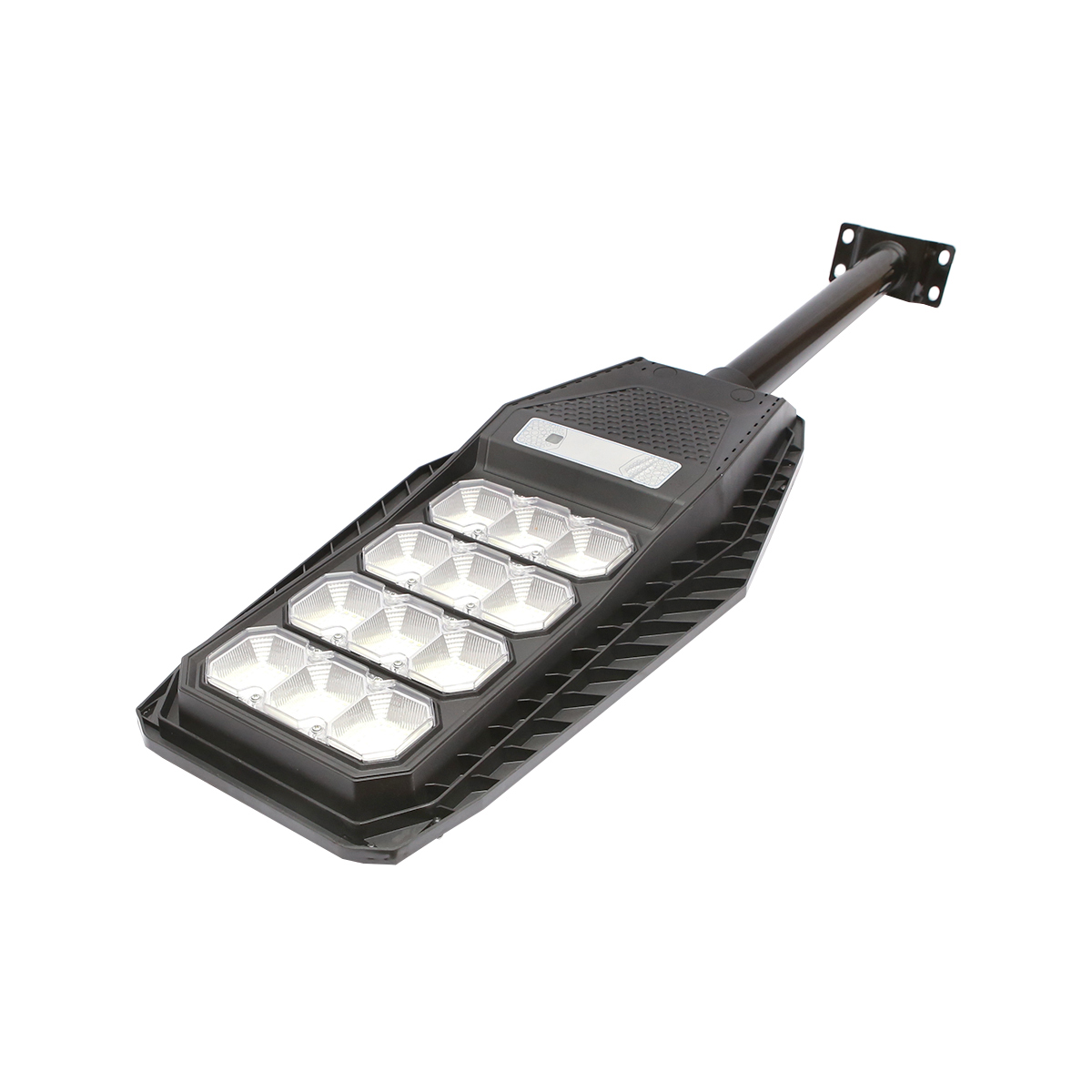 Lampa solara LED iluminat stradal 200W, 6500K, IP65 cu panou solar, senzor de miscare si prindere pe stalp Breckner Germany