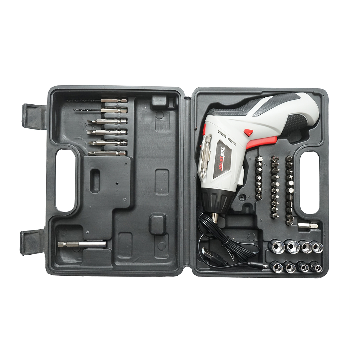 Masina de gaurit si insurubat electrica cu acumulator 4.2V 1300 mAh cu 45 accesorii Joustmax - imagine 4