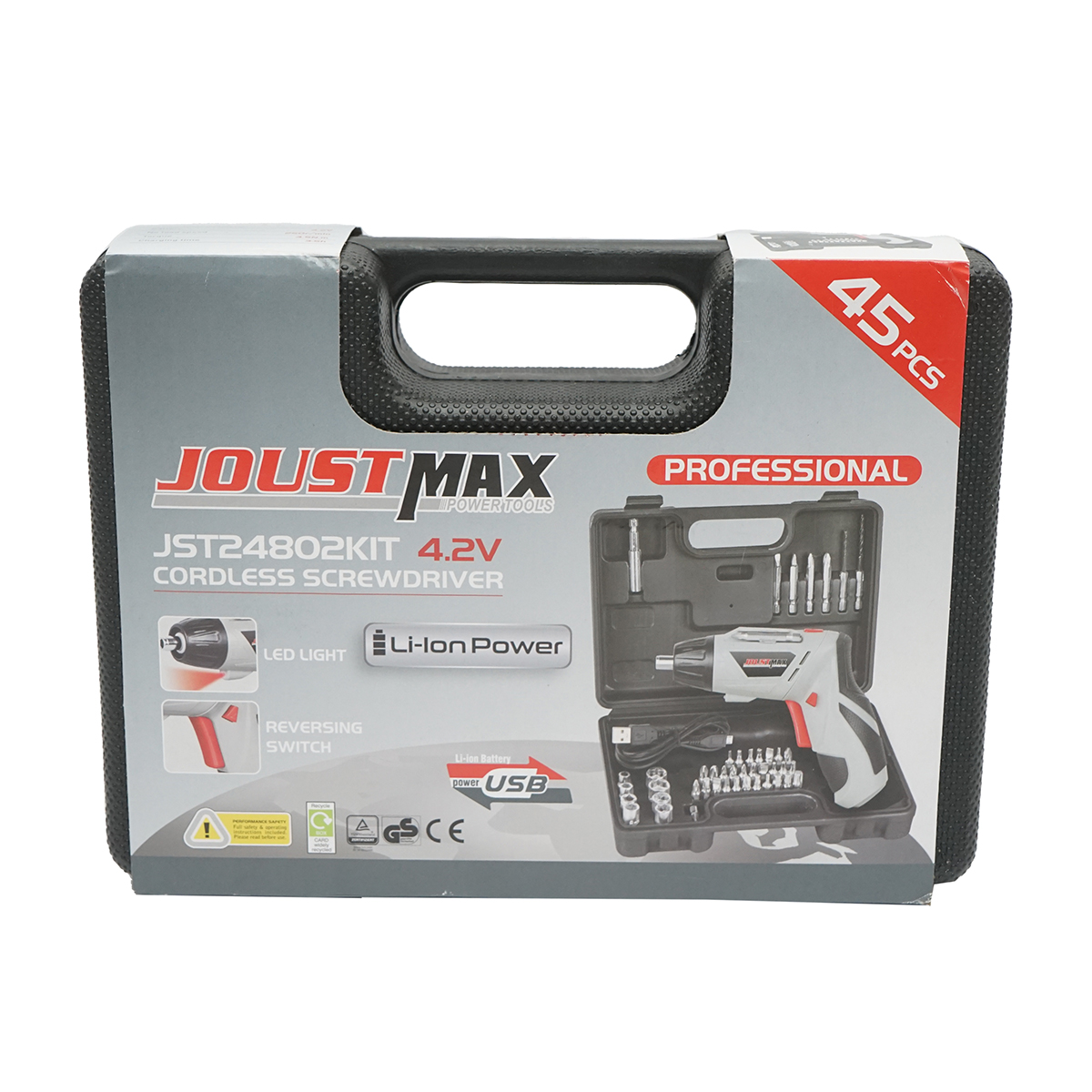 Masina de gaurit si insurubat electrica cu acumulator 4.2V 1300 mAh cu 45 accesorii Joustmax - imagine 5