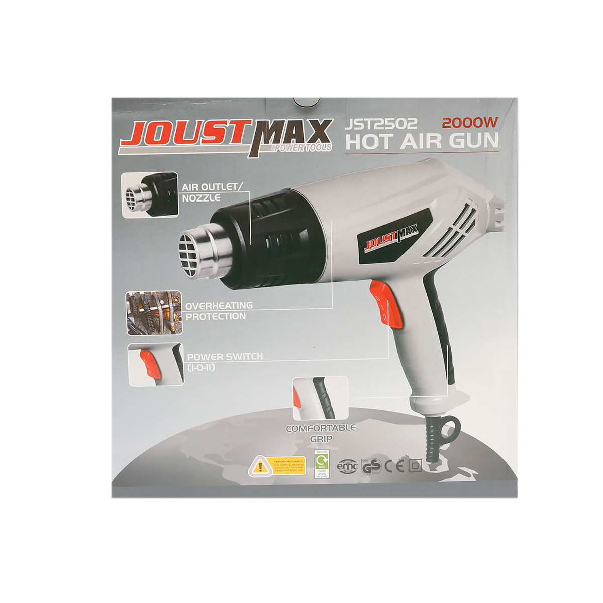 Pistol cu aer cald 550C, 550L/min, 2000W  Joustmax - imagine 2