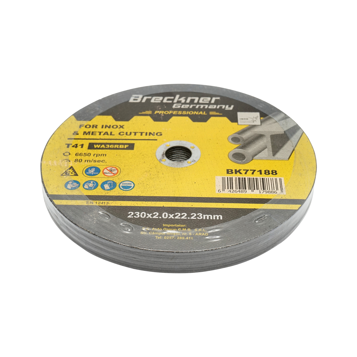 Panza disc flex pentru taiat si polizat inox T41 230x2.0x22mm Breckner Germany - imagine 3
