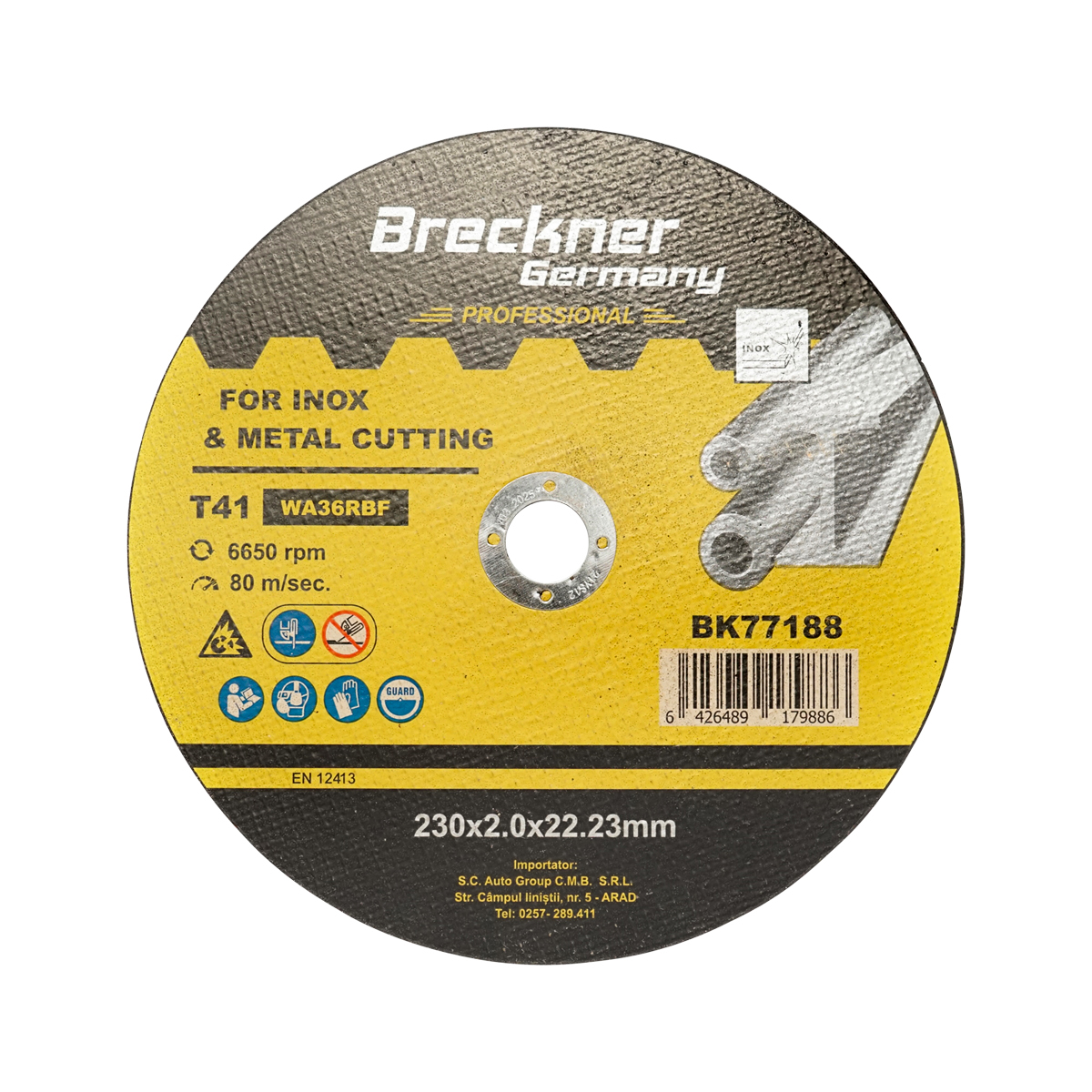 Panza disc flex pentru taiat si polizat inox T41 230x2.0x22mm Breckner Germany