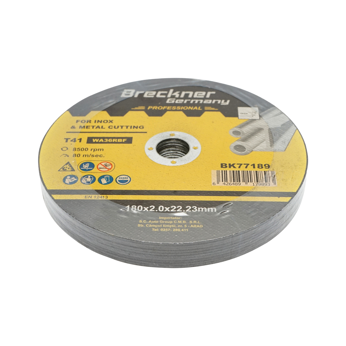 Panza disc flex pentru taiat si polizat inox T41 180x2.0x22mm Breckner Germany - imagine 3