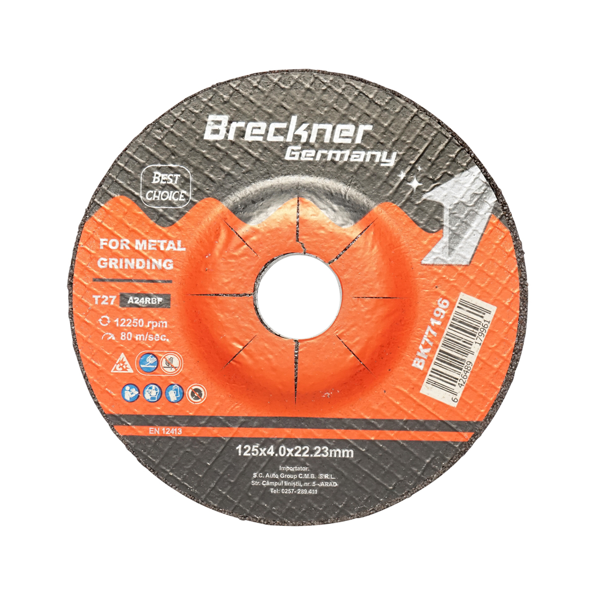 Panza disc flex pentru taiat si polizat metal T27 125x4x22mm Breckner Germany