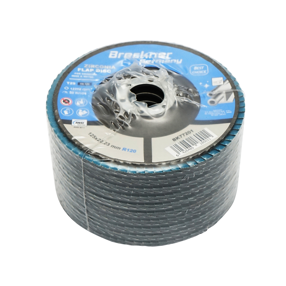 Disc lamelar abraziv cu zirconiu pentru taiat si polizat metal, inox P120, 125mm Breckner Germany - imagine 3