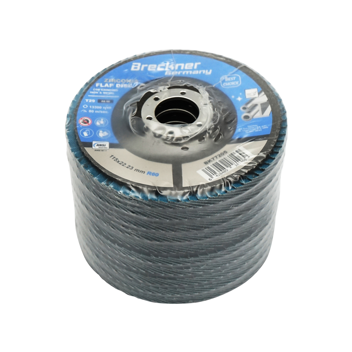 Disc lamelar abraziv cu zirconiu pentru metal si inox P60, 115mm Breckner Germany - imagine 3