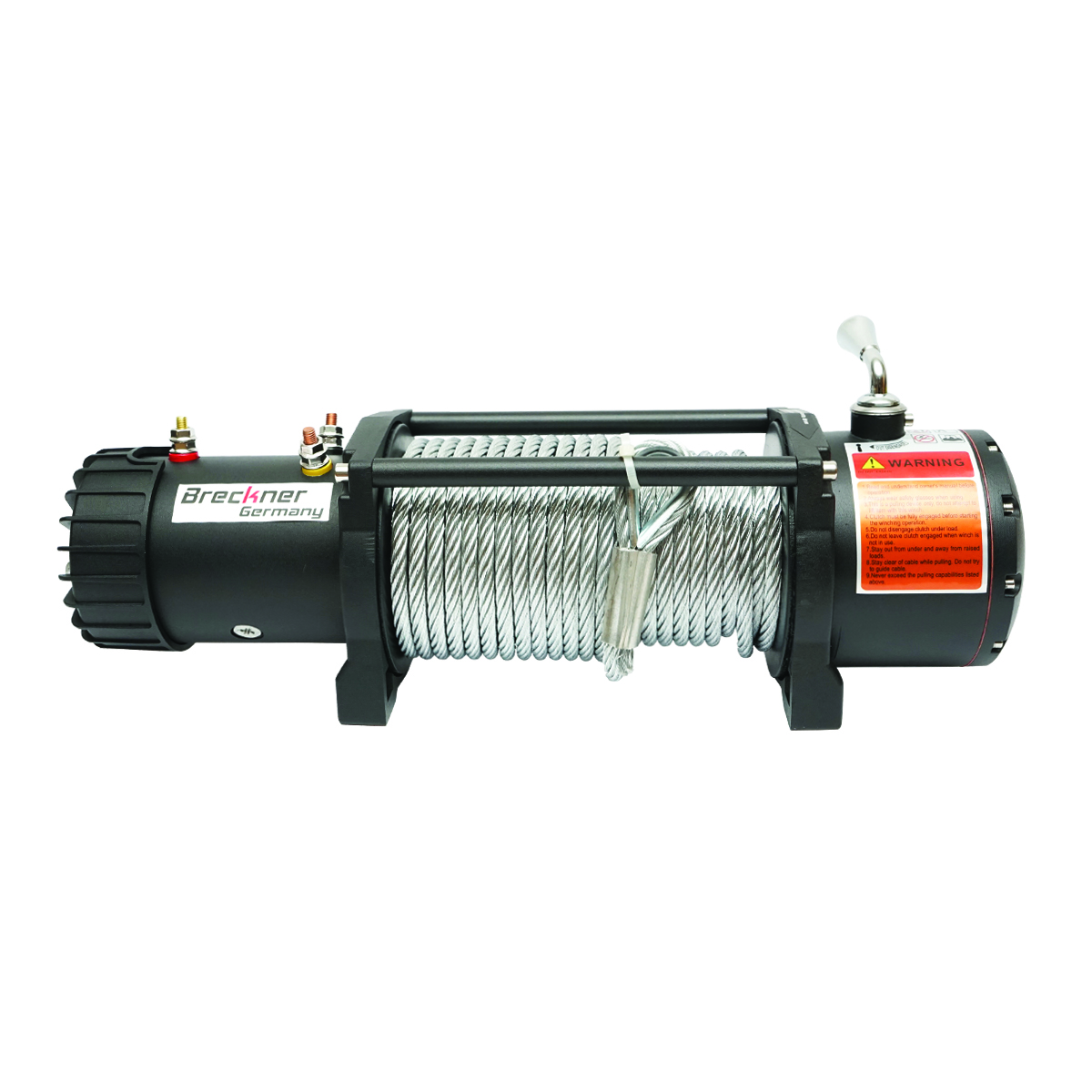 Troliu electric cu telecomanda 12V, 5 cp, 4.3T (9500lbs) cablu otel 9x24m solenoid 400A Breckner Germany - imagine 2