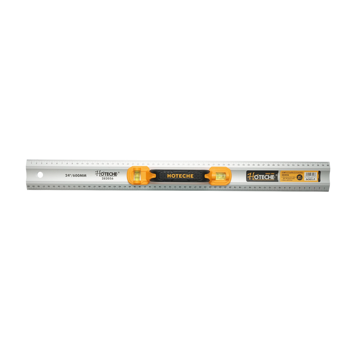 Rigla aluminiu, boloboc 600mm cu maner si 2 nivele vertical si orizontal Hoteche - imagine 2
