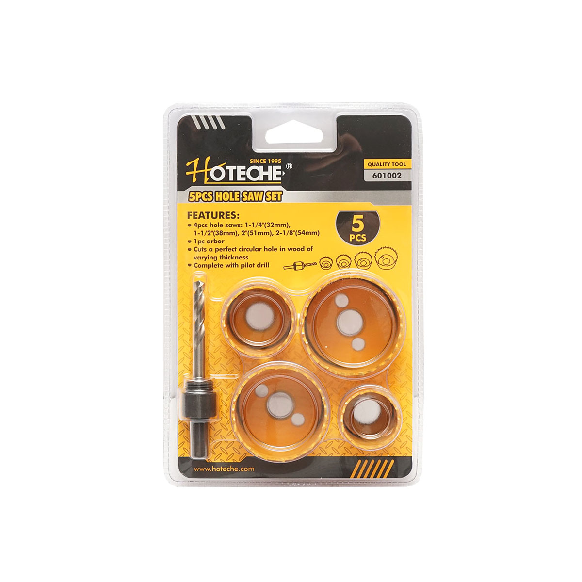 Set 4 carote bimetal cu adaptor mandrina pentru lemn rigips plastic Hoteche - imagine 2