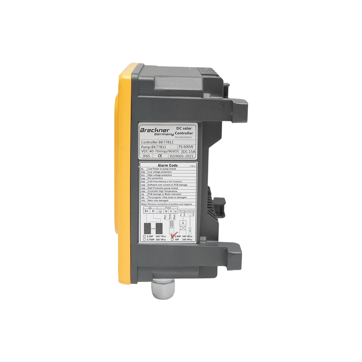 Pompa apa submersibila 600W, 48V debit 3.3m3/h, D75mm cu controller pentru panou solar fotovoltaic Breckner Germany - imagine 6