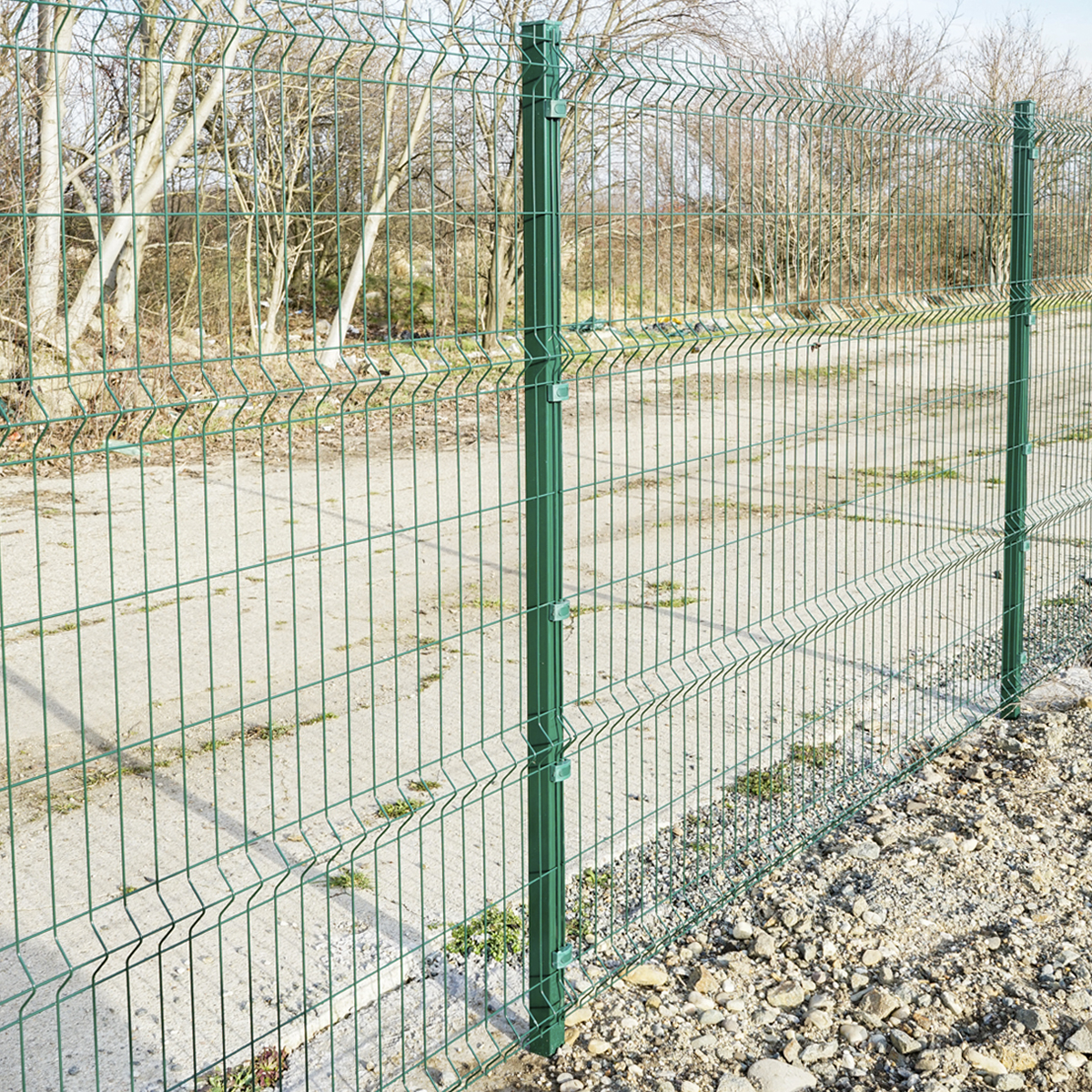 Stalp gard cu cleme de fixare pentru gard panou/plasa bordurata RAL6005 2430x50x50mm