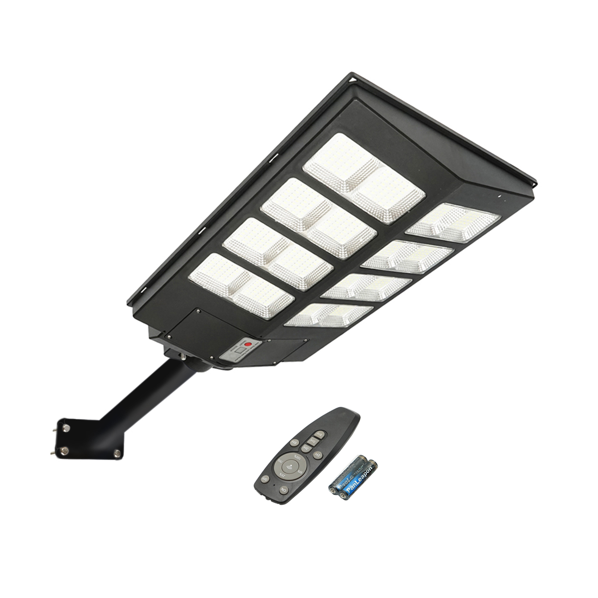 Lampa solara LED 300W iluminat stradal 6500K cu panou solar, telecomanda, senzor miscare si prindere pe stalp Breckner Germany