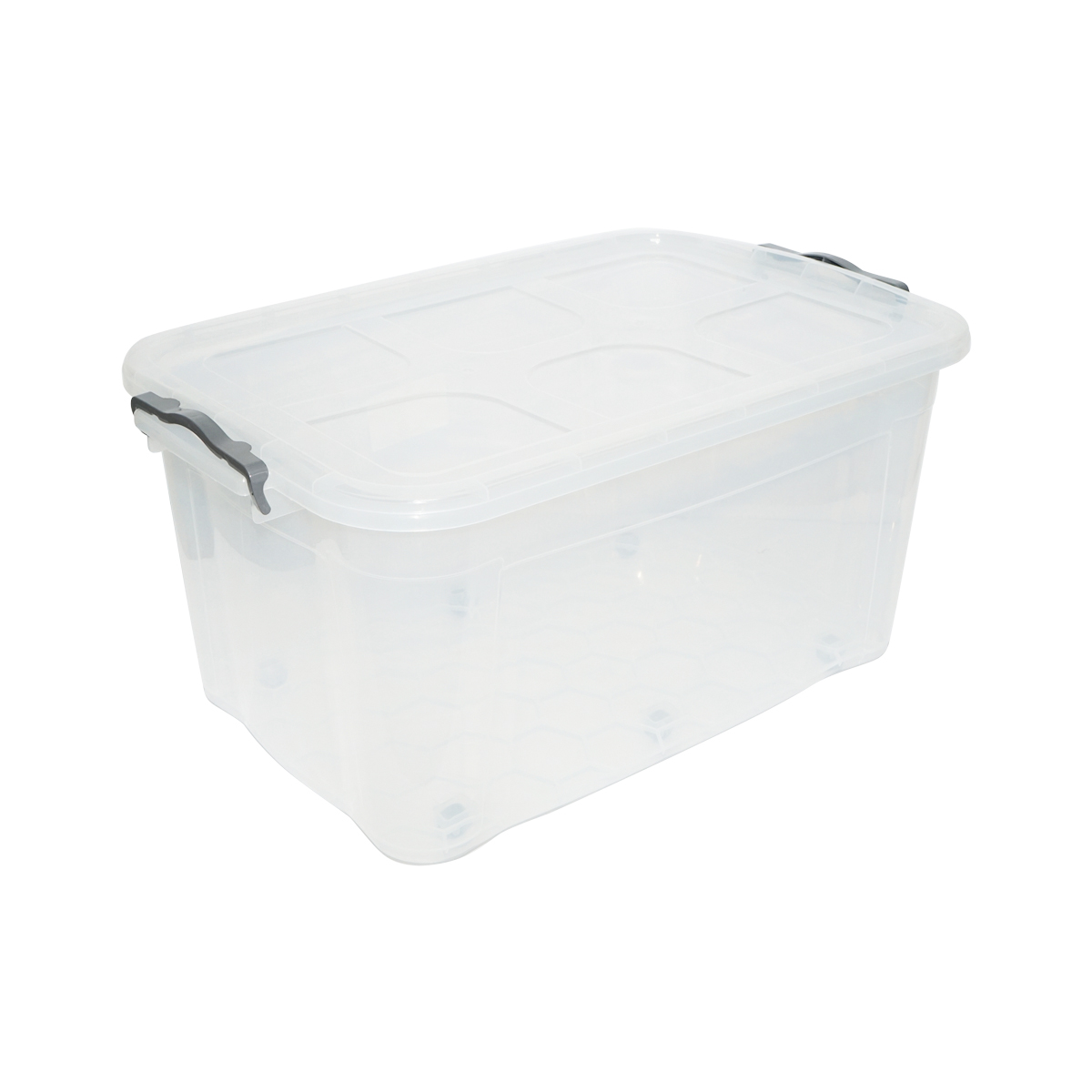 Cutie depozitare 80L cu capac si roti din plastic transparenta 478x750x370mm - imagine 4